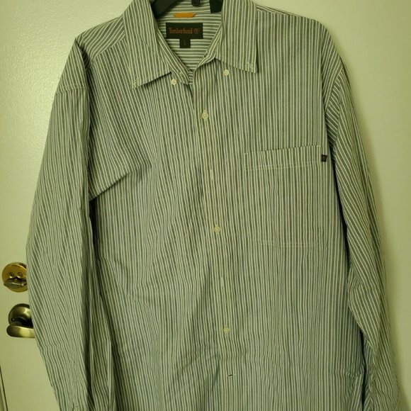 Timberland Mens Long Sleeve Button Down Dress Stripe Shirt Size L Large - Picture 11 of 12